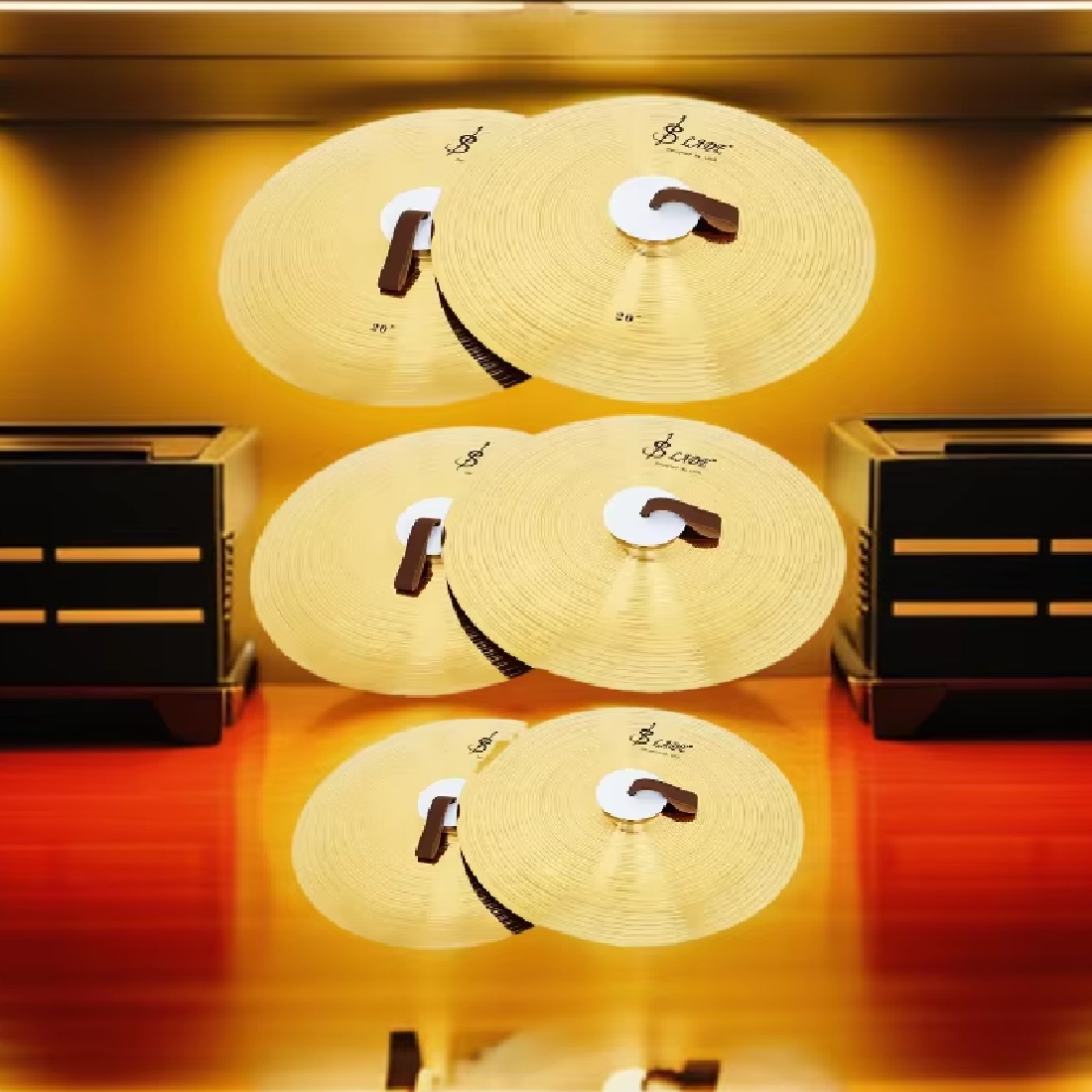 1 ペア銅シンバル合金パーカッションマウントシンバルバンド打楽器フィンガーロープ付きステージパーティー音楽おもちゃ