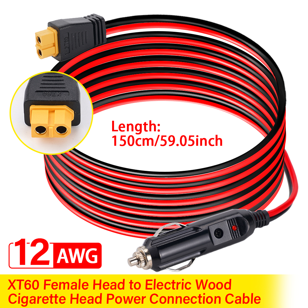 12AWG 1.5 メートル XT60 車のシガーライタープラグアダプターケーブル 30A ALLPOWERS R600 R1500 R2500 S2000 プロ Ecoflow デルタ/リバー