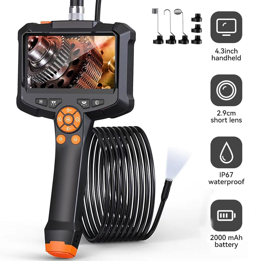 工業用内視鏡カメラ 4.3 "シングルデュアルレンズ HD 1080P 車検ボアスコープ IP67 防水下水道カメラ LED 付き