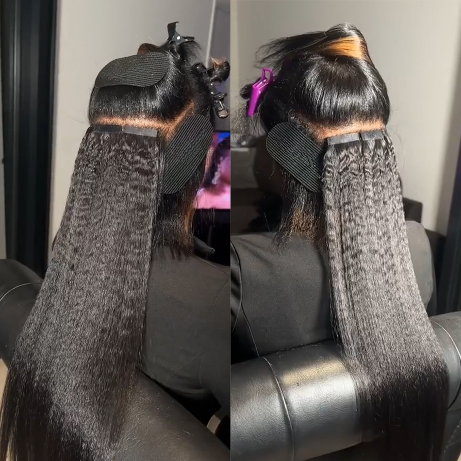 テープインヘアエクステンション人毛ナチュラルカラー変態ストレートスキン横糸シームレス目に見えないテープインエクステンション女性用