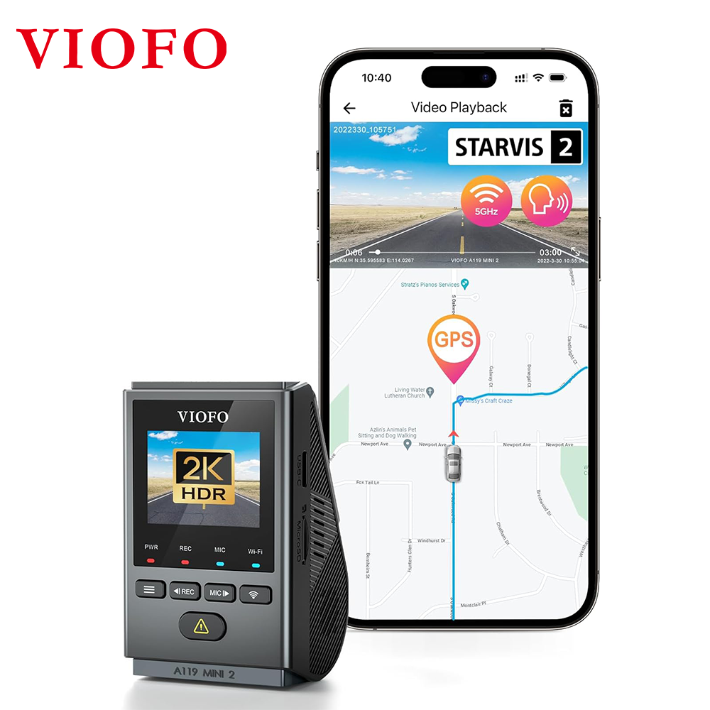 VIOFO A119MINI-2 ダッシュカム 2K 60FPS 車 DVR 音声制御 5GHZ WI-FI および GPS ビデオレコーダー 車用 バッファリングパーキングモード