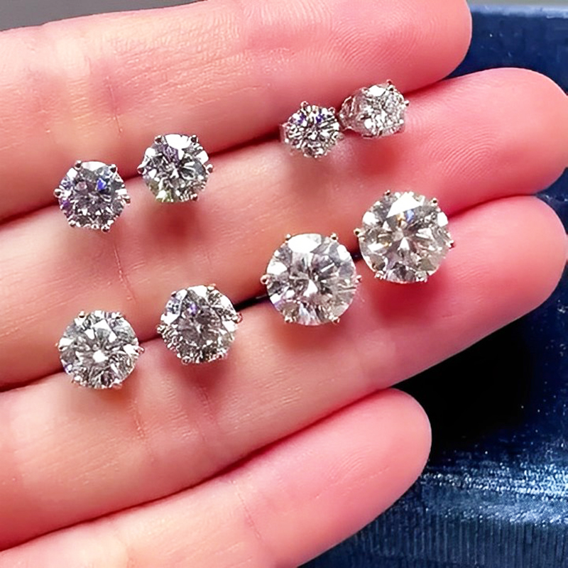 プレミアム 0.5-2ct モアッサナイト ダイヤモンド スタッド イヤリング オリジナル 925 スターリング シルバー スクリューバック 女性 モアッサナイト イヤリング 2026
