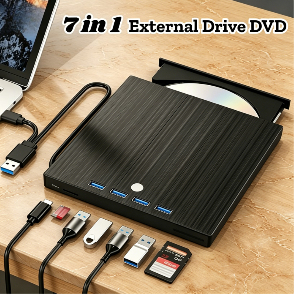 ポータブル USB3.0 タイプ C 7-in-1 CD DVD RW 光学ドライブバーナー超薄型リーダープレーヤーラップトップデスクトップ PC Mac 用