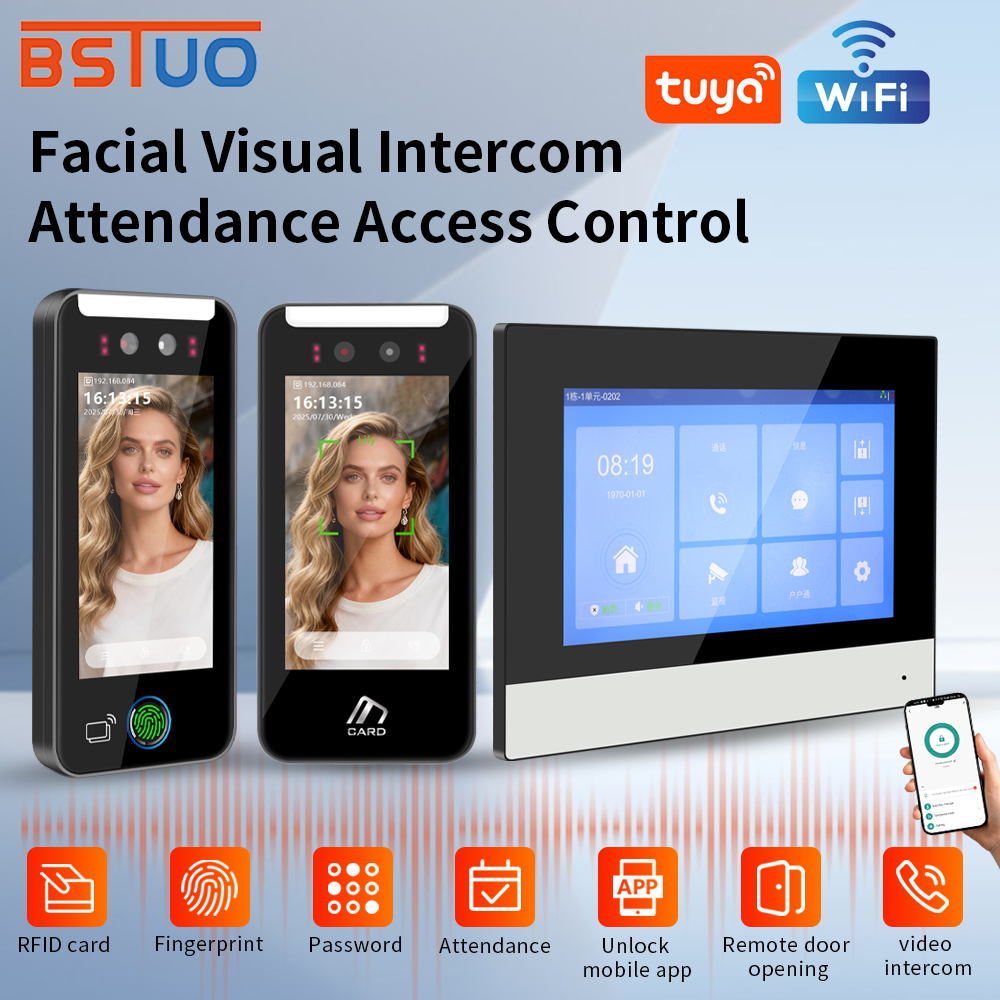 顔認識ビジュアルインターホンシステム Tuya WiFi 生体認証指紋手のひら静脈アクセス制御 7 インチ屋内ユニット HD カメラ付き