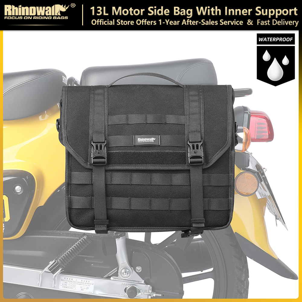 Rhinowalk オートバイサイドバッグ 13L 防水クイックリリースモーターサドルバッグとインナーサポートボードテールラック収納荷物