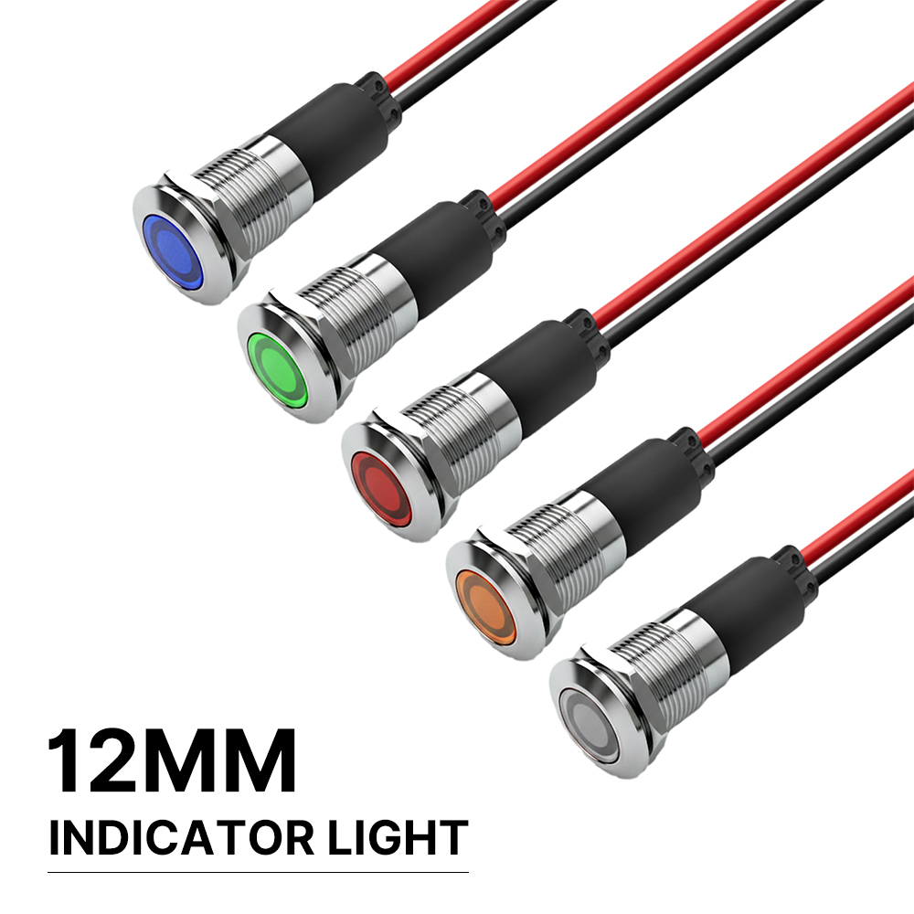FILN 5/25 個 12 ミリメートル IP67 防水 LED パイロットライト金属警告インジケータランプ 12-24V 車ボートダッシュボード電源信号灯