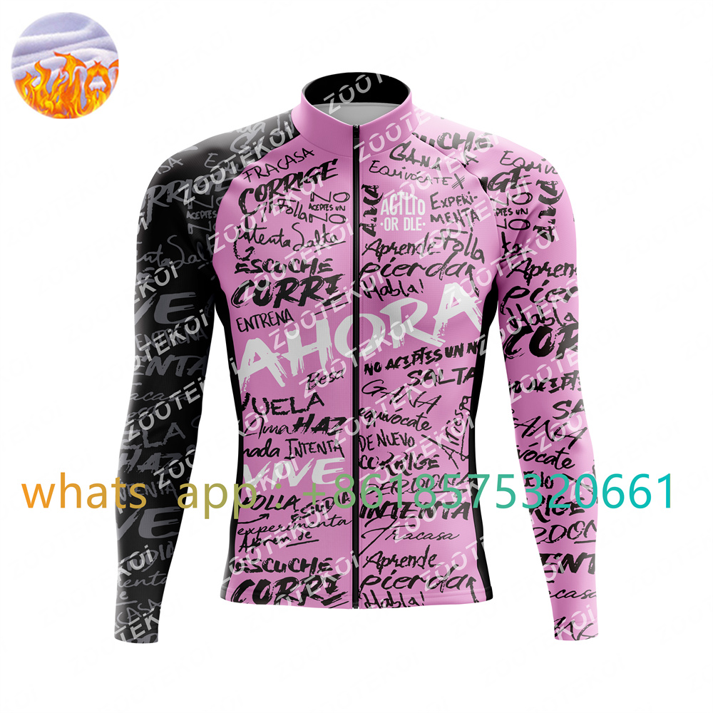 ACTLTO OR DLE Winter Thermal Fleece Cycling Jersey Winter Fleece Ropa Ciclismo Men Mountain Bike Bicycle Long Sleeve Clothing