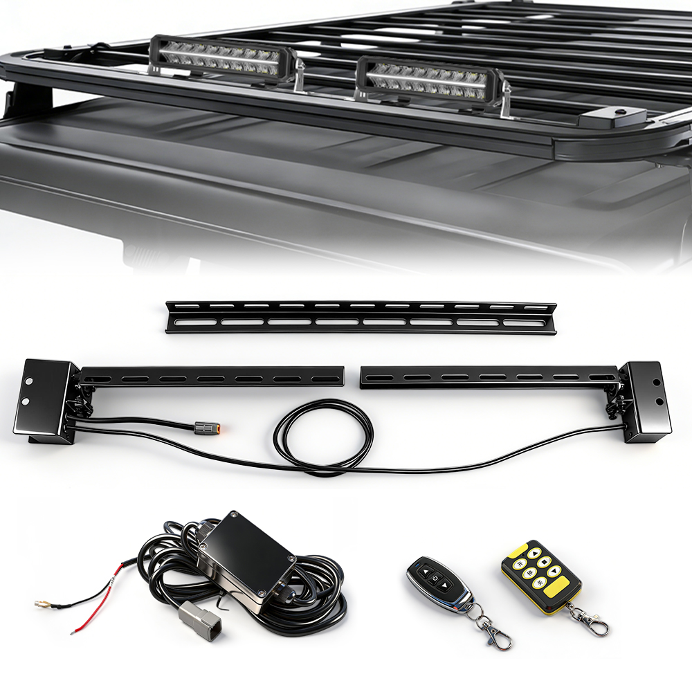 HAOLIDE ユニバーサルルーフラック LED ライトバー フリップマウントブラケット リモコン付き SUV UTV トラック 4x4 オフロード使用 12V 24V