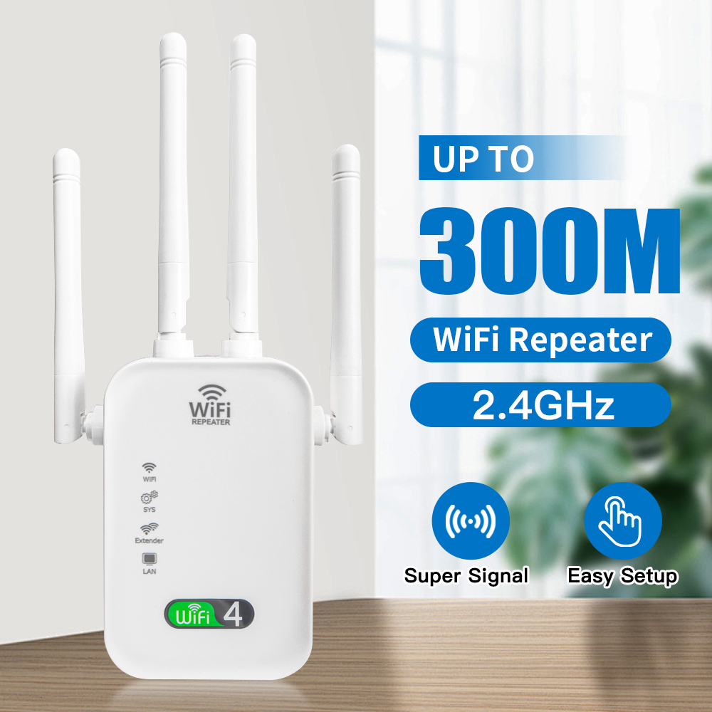 WiFi 4 300M WiFi リピーター 2.4GHz WiFi エクステンダー ワイヤレス信号ブースター インターネットアンプ EU/US プラグ