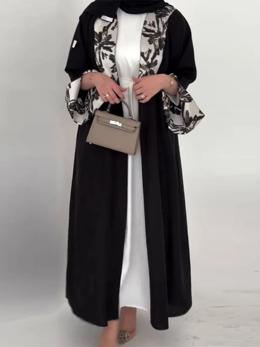 Muslim Abaya Women Print Cardigan Long Trench Coat Eid Morocco Windbreaker Patchwork Outerwear Saudi Arab Ramadan Overcoat 2026