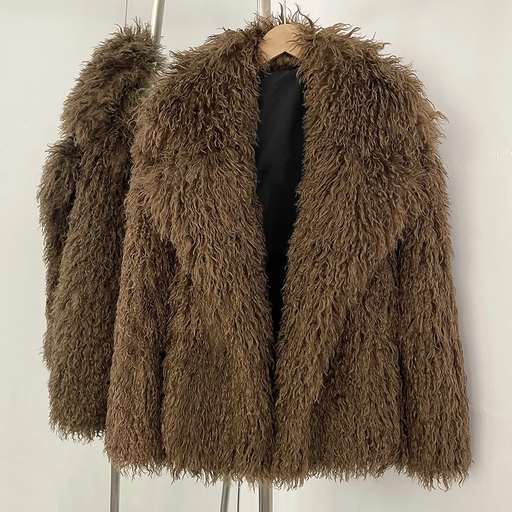 OFTBUY ふわふわの毛皮の女性の毛皮のコート環境に優しい冬の新長袖暖かいフェイクファージャケット女性オフィスレディシックなアウターウェア