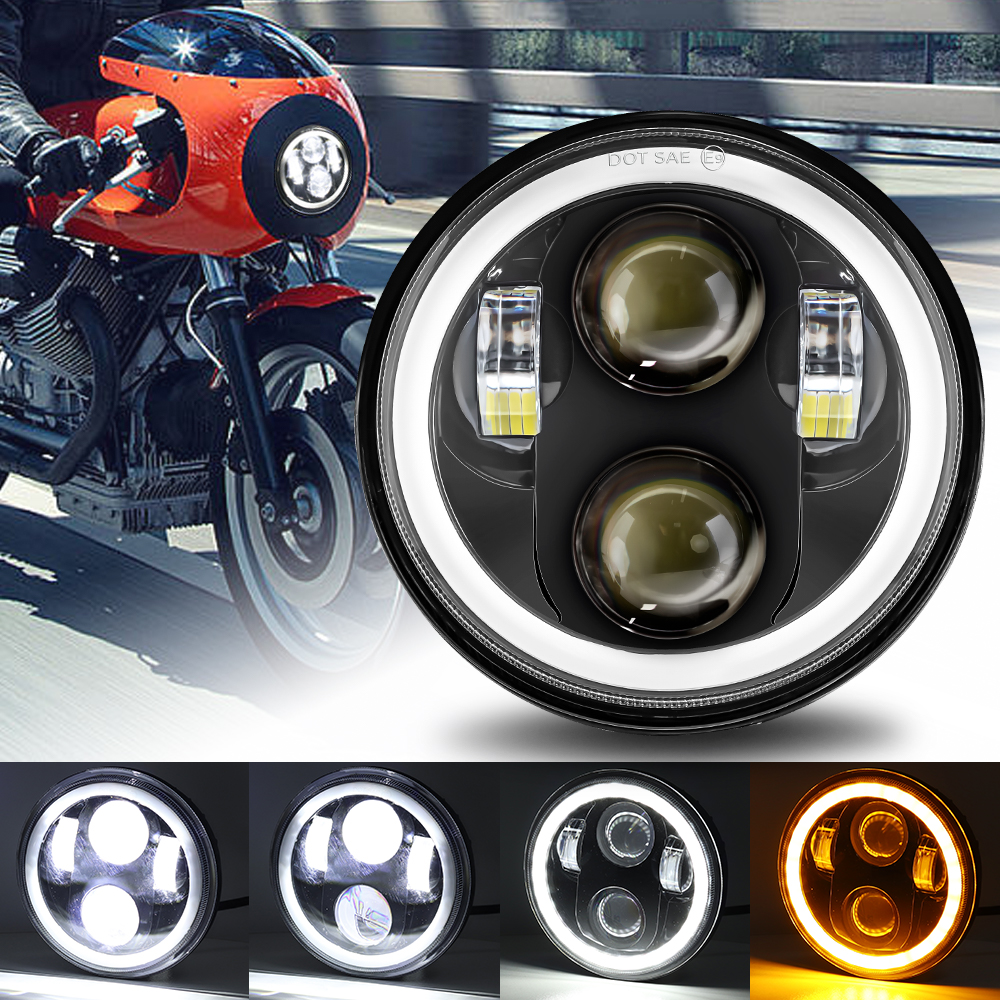 For Harley Indian Scout Honda Universal 5 3/4 Inch 5.75" Led Car Motorcycle Headlight H4 Phare Farol Moto Headlamp Head Light
