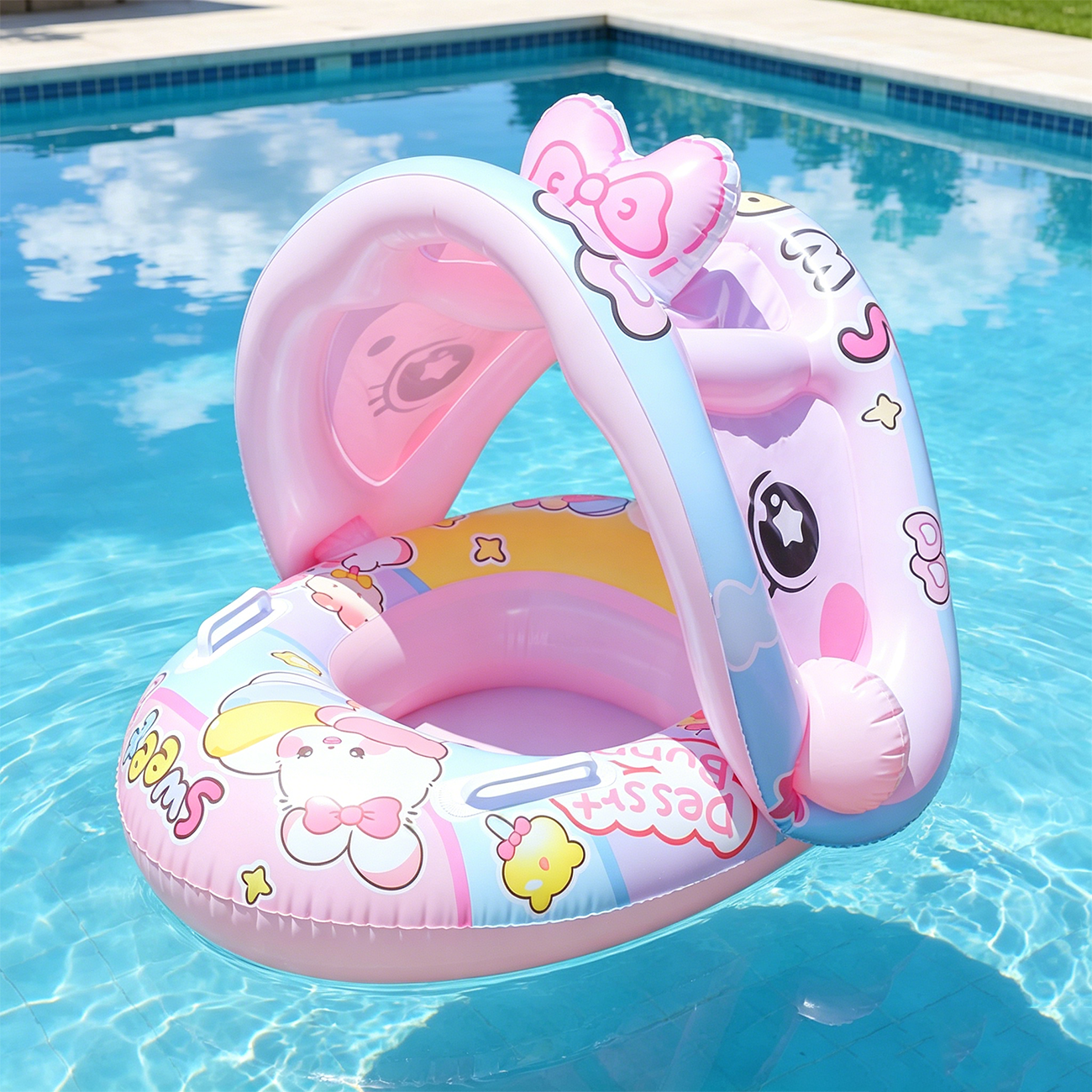キャノピー付きフロート 1 個、UPF 50 日焼け止め付きフロート、幼児用水泳用フロートリング用安全シート、幼児用水泳用フロート