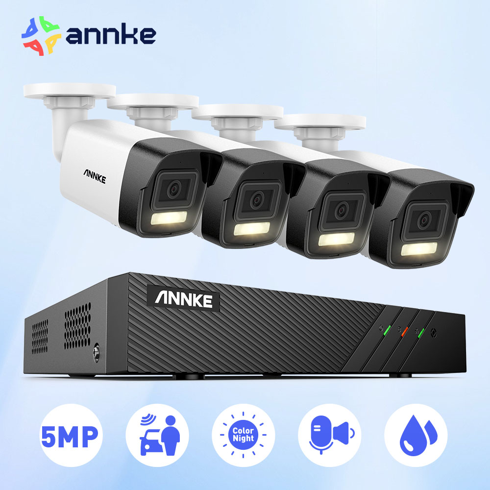 ANNKE 5MP 3K ビデオセキュリティシステム AI 駆動 PoE カメラ Smarter Spotlight ビデオ監視カメラ H.265 双方向オーディオカメラ