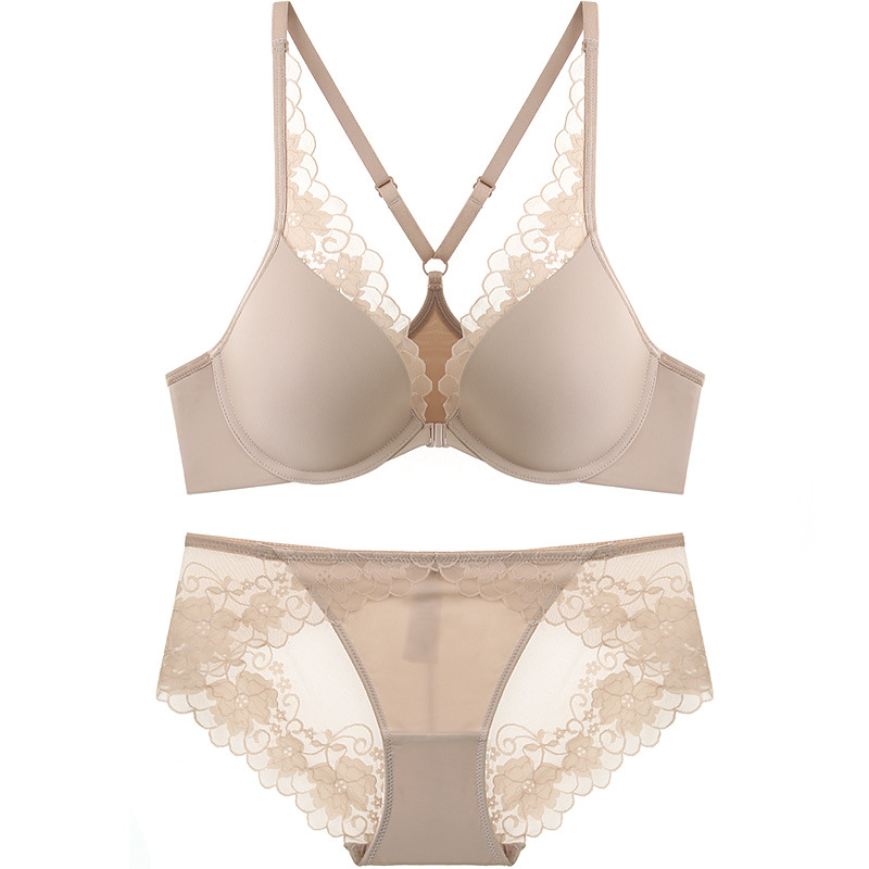 Women Lingerie Set Seamless Push Up Front Closure Bra and Panty Set 2 Piece New Sexy Lace Thin Classic Adjustable Intimate