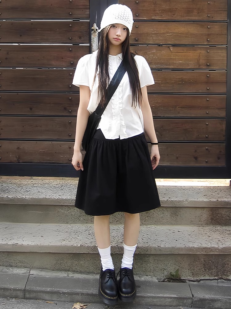 Bla 日本 Sle ミディスカート女性の春 2026 新韓国レトロ小さいサイズ多用途ミッドレングス痩身 f スカート