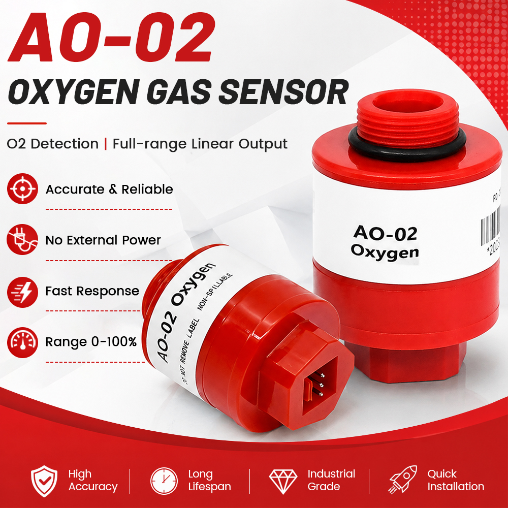 AO-02 酸素ガスセンサー O2 濃度検出モレックス 3Pin 2.54 ミリメートルインターフェースフルスケールリニア 0-100% 9-13mV 抗干渉