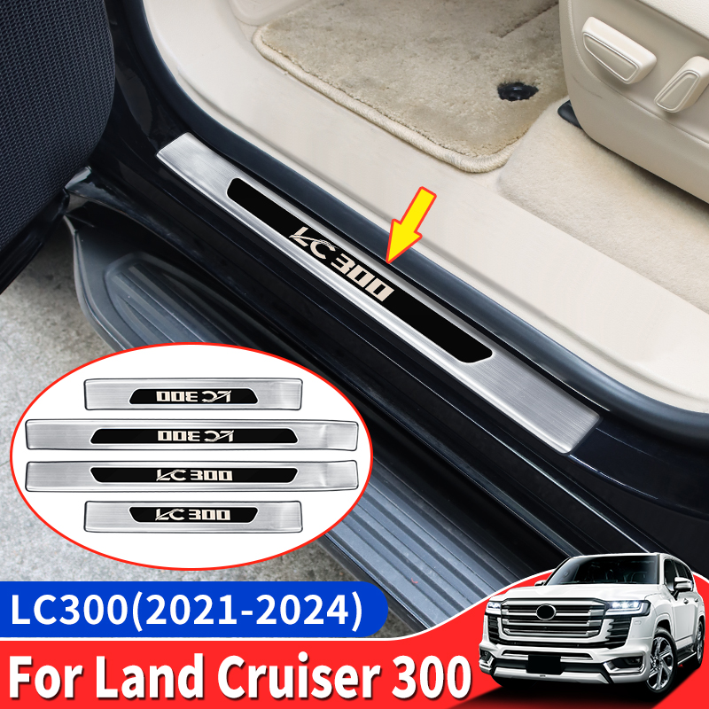 stainless steel car threshold protection For Toyota Land Cruiser 300 2021-2024 LC300 Interior modification Upgraded accessories