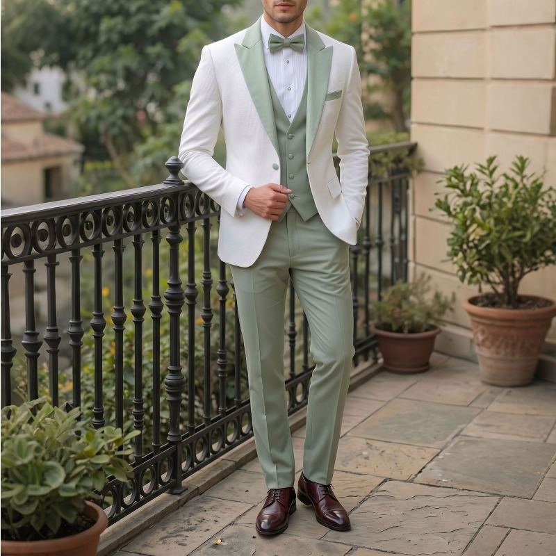 KIDWHXR 男性スーツセット韓国コントラストカラーブレザー男シングルブレストベストストレートパンツ男性結婚式ビジネス 2 ピース衣装