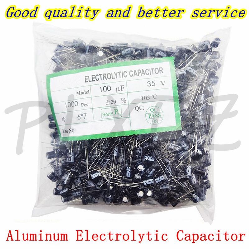 1000 個 10V 16V 25V 35V 50V 1UF 2.2UF 3.3UF 4.7UF 6.8UF 10UF 22UF 33UF 47UF 100UF 220UF 470UF アルミ電解コンデンサ