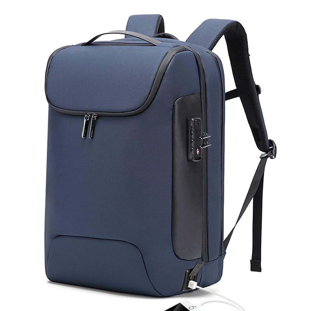 男性用スマートバックパック 盗難防止 ノートパソコン用 USB充電ポート付き 防水性 大型 耐久性 旅行 大学 仕事用