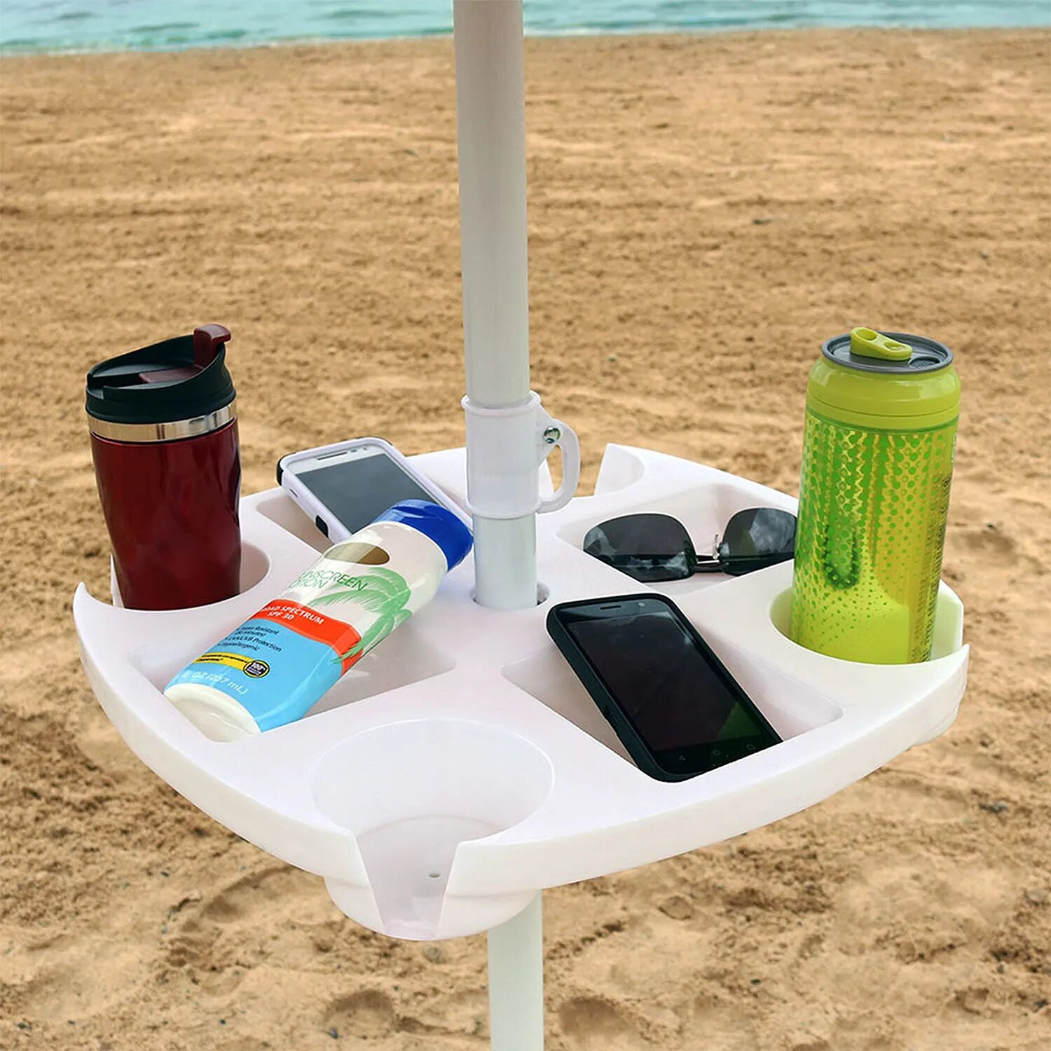 CYBeach アンブレラ アンブレラトレイ、カップホルダー 4 個とスナックグリッド 4 個付き、ビーチ、テラス、庭園、プールに最適