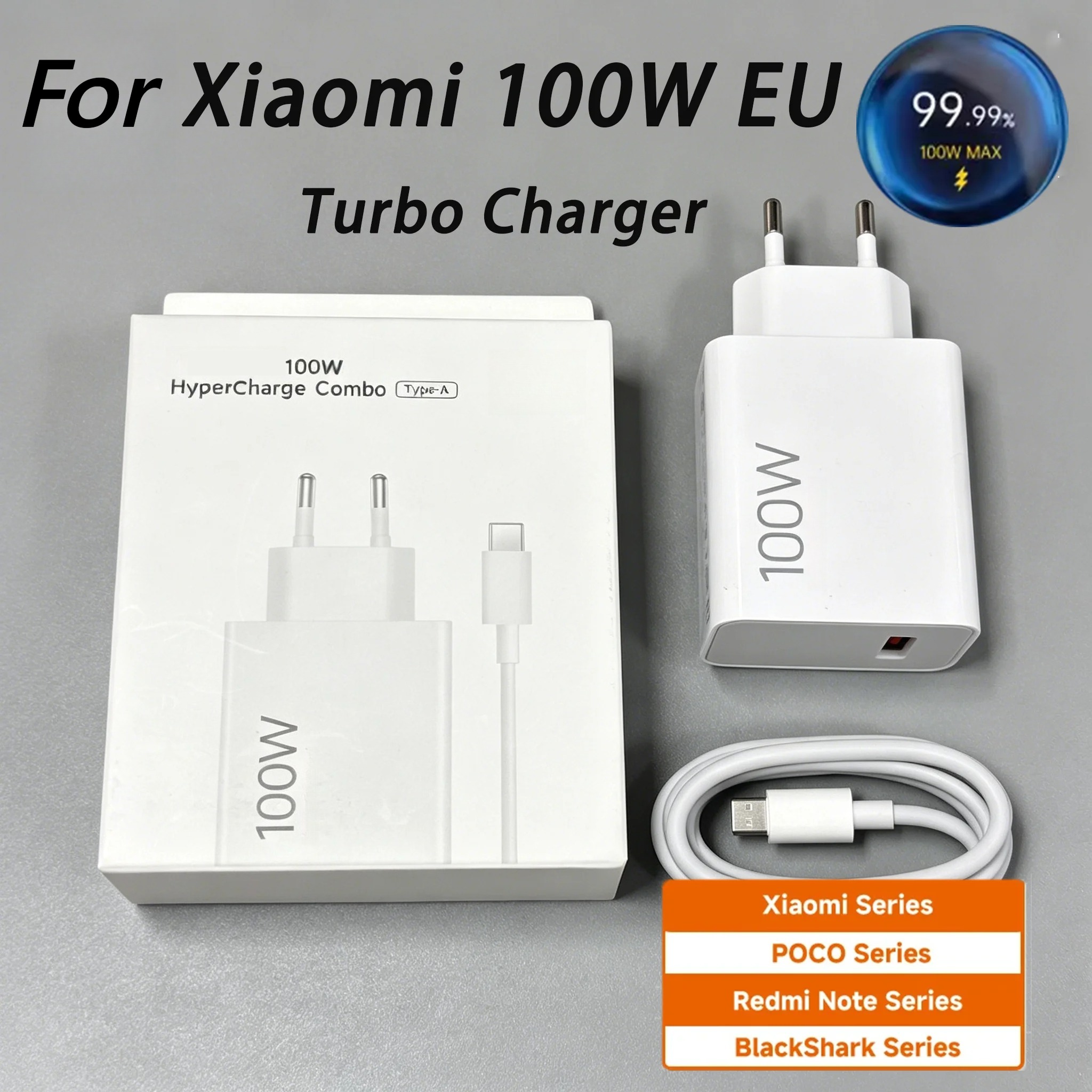 シャオ mi 100 ワット EU ターボ急速充電器 1 メートル 6A ケーブル USB アダプタ mi 17 最大ポコ X7 X8 F7 F8 プロウルトラタイプ C ケーブル
