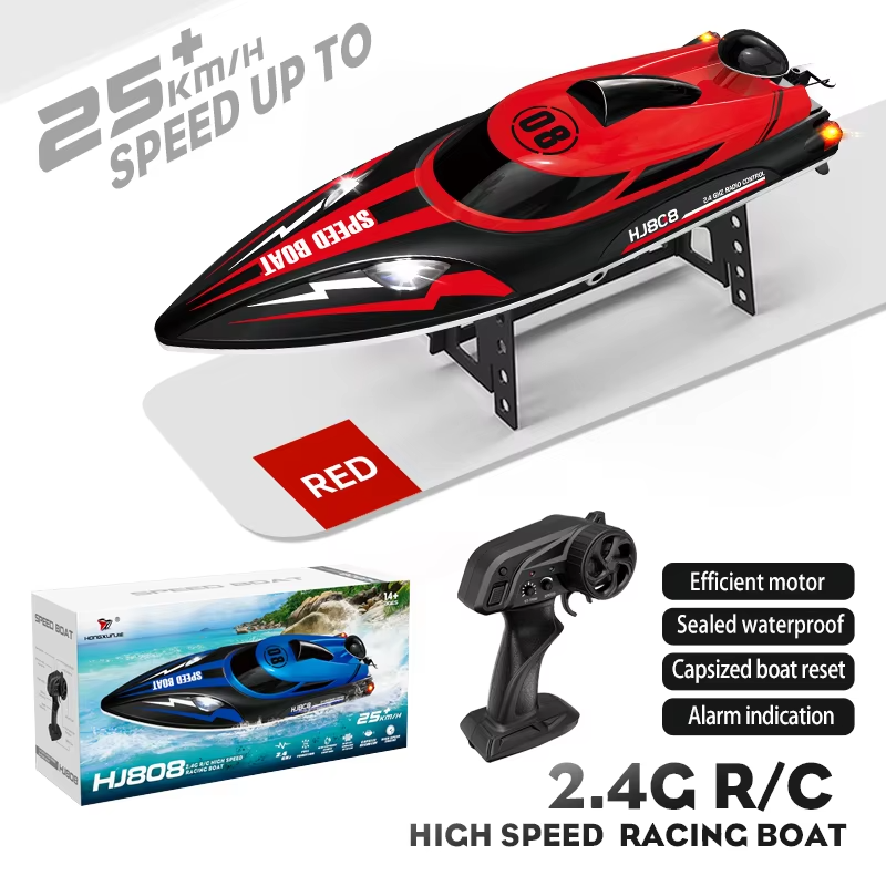 HJ808 RCリモコンボート 2.4GHz 25Km/h 高速レーシングボート 水上レーシングボート 子供用おもちゃモデル ギフト
