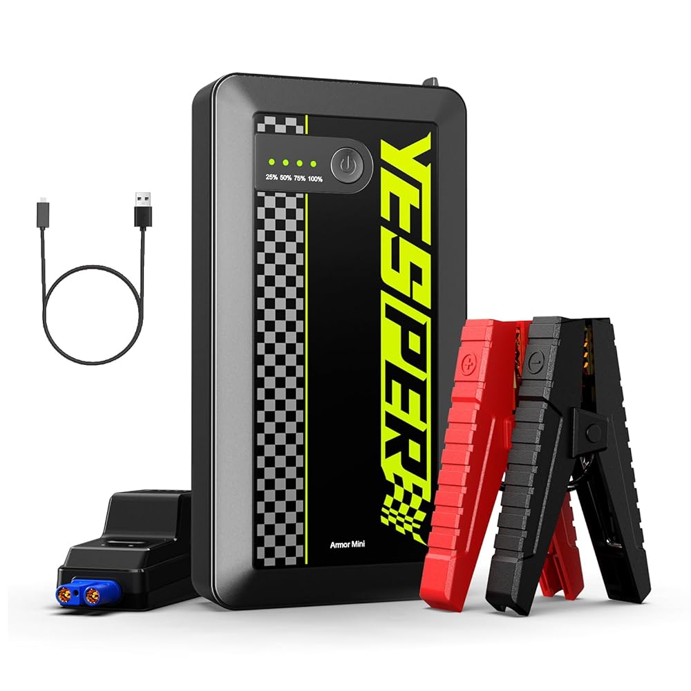 YESPER 軽量 1500A ジャンプスターター スマート安全クランプ付き 12V ブースター 7L ガソリン車/5.5L ディーゼル車、SUV 用