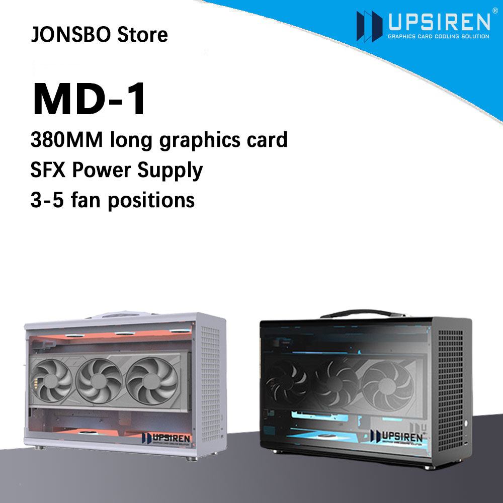 UPSIREN MD-1 ITX コンピュータケース、サポート SFX 電源/ITX マザーボード/グラフィックスカード（L） ≤380mm/側面透明ポータブルケース