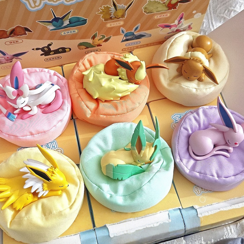 新入荷ポケモンイーブイ睡眠位置シリーズブラインドボックスシルベオン・アンブレオン・フレアオン・ジョルテオンアニメデスクトップ装飾模型玩具