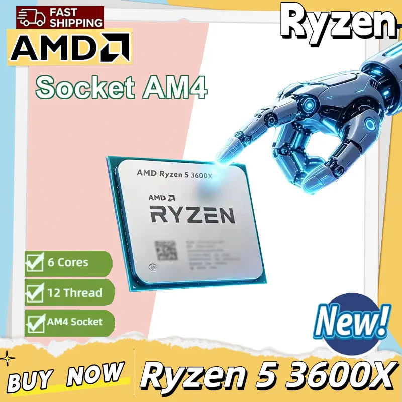 AMD Ryzen 5 3600X デスクトップ CPU 6 コア 12 スレッド ベース 3.8 GHz 最大ブースト 4.4 GHz 32 MB L3 キャッシュ ソケット AM4 ゲーム プロセッサ
