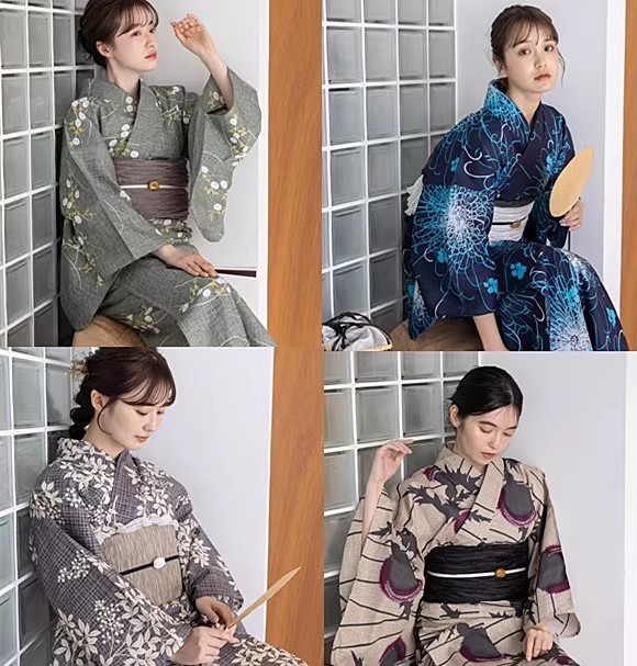 女性用日本の着物/浴衣、綿100%の伝統的なフォーマルスタイル、写真撮影に最適、旅行着