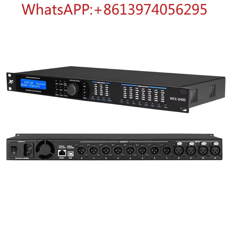 4-In 8-Out Pro Audio Speaker Processor Feedback Suppression DSP Sound System Speaker Management Digital Processor(1pcs)