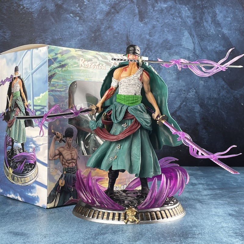 新しいワンピースアニメフィギュアバスブラッドロロノア・ゾロ PVC 21 センチメートルアクションフィギュアコレクション絶妙なモデル誕生日プレゼントの置物