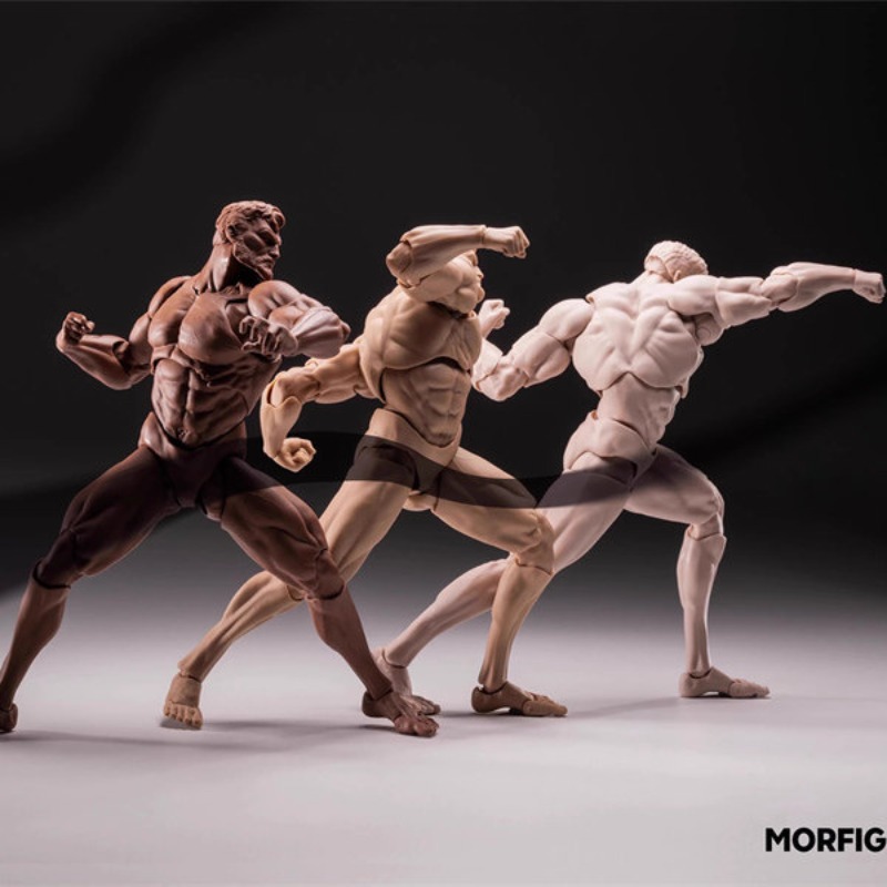 先行販売 QS MORFIG 1/12 スケール男性強力な筋肉ボディ超柔軟なジョイントボディ 17.3 センチメートル白/黄/黒兵士アクションフィギュア
