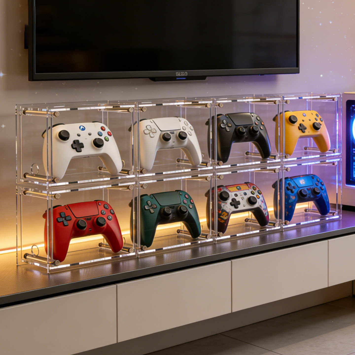 透明アクリル縦型防塵コントローラースタンド充電収納ボックスSwitch PS5 Xboxコントローラーに対応