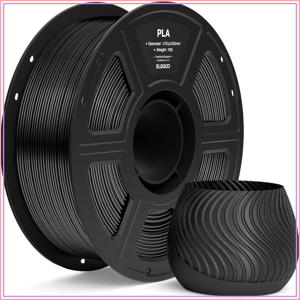 PLA フィラメント 1.75mm ブラック 1KG、3D プリンター フィラメント寸法精度 /- 0.02mm、1kg スプール (2.2ポンド) ほとんどの FDM 3D プリンターに適合