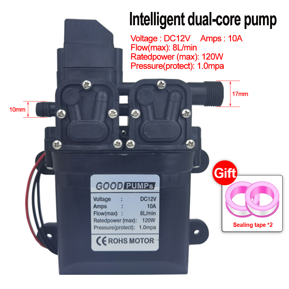DC 12V 120 ワット 8L/分耐久性のある高圧ダイヤフラムウォーターポンプ高圧自吸式ダイヤフラムウォーターポンプ自動