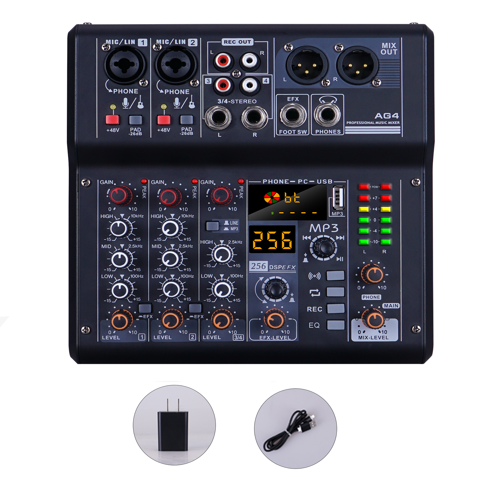Sound card mixer mobile computer live broadcast network K song recording arranging suit belt USB reverberation 5V