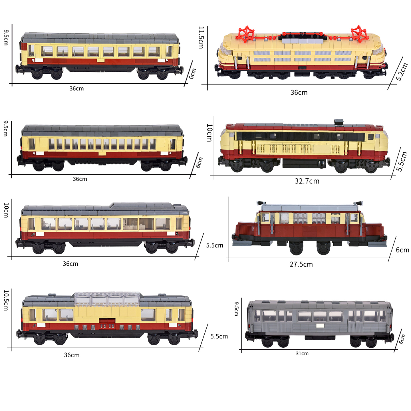 MOC テクニカルヴィンテージ都市鉄道旅客列車機関車キャリッジビルディングブロック DIY レンガ模型玩具愛好家のため