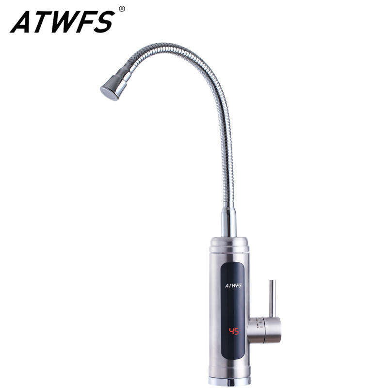 ATWFS インスタント給湯器蛇口タンクレスヒーターキッチン温水タップ浴室暖房電気 220v ステンレス鋼シェル