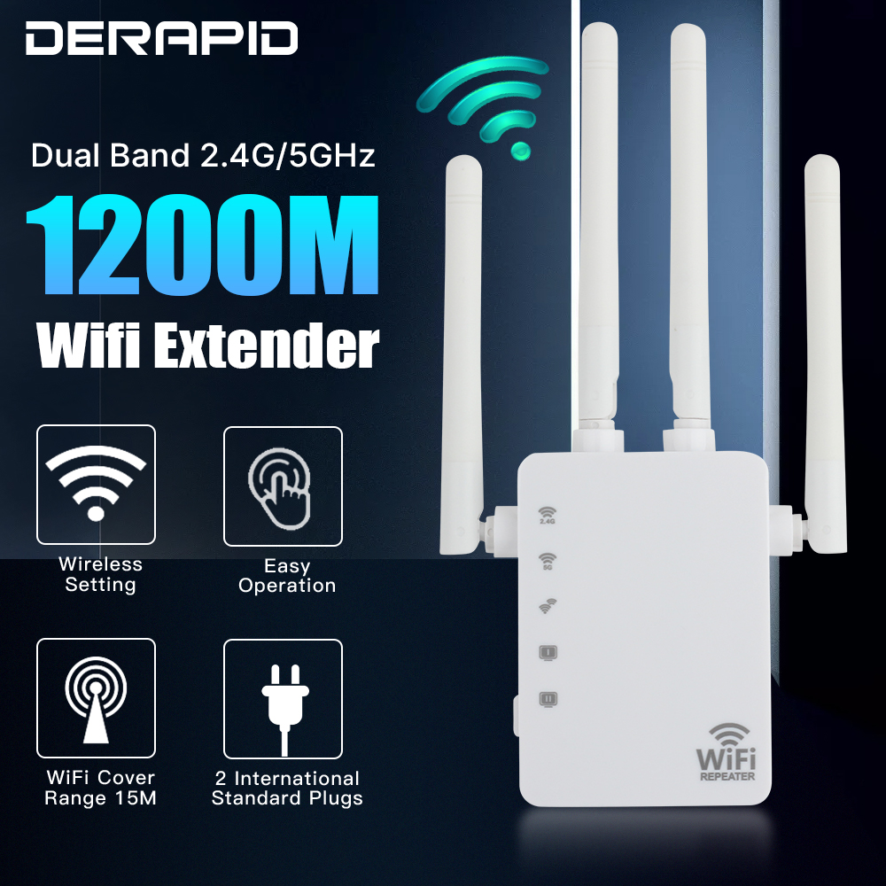 1200Mbps 5Ghz WiFi リピーター デュアルバンド WiFi エクステンダー 2.4G/5GHz Wi-Fi 信号ブースター ルーター ネットワーク アンプ 長距離受信機