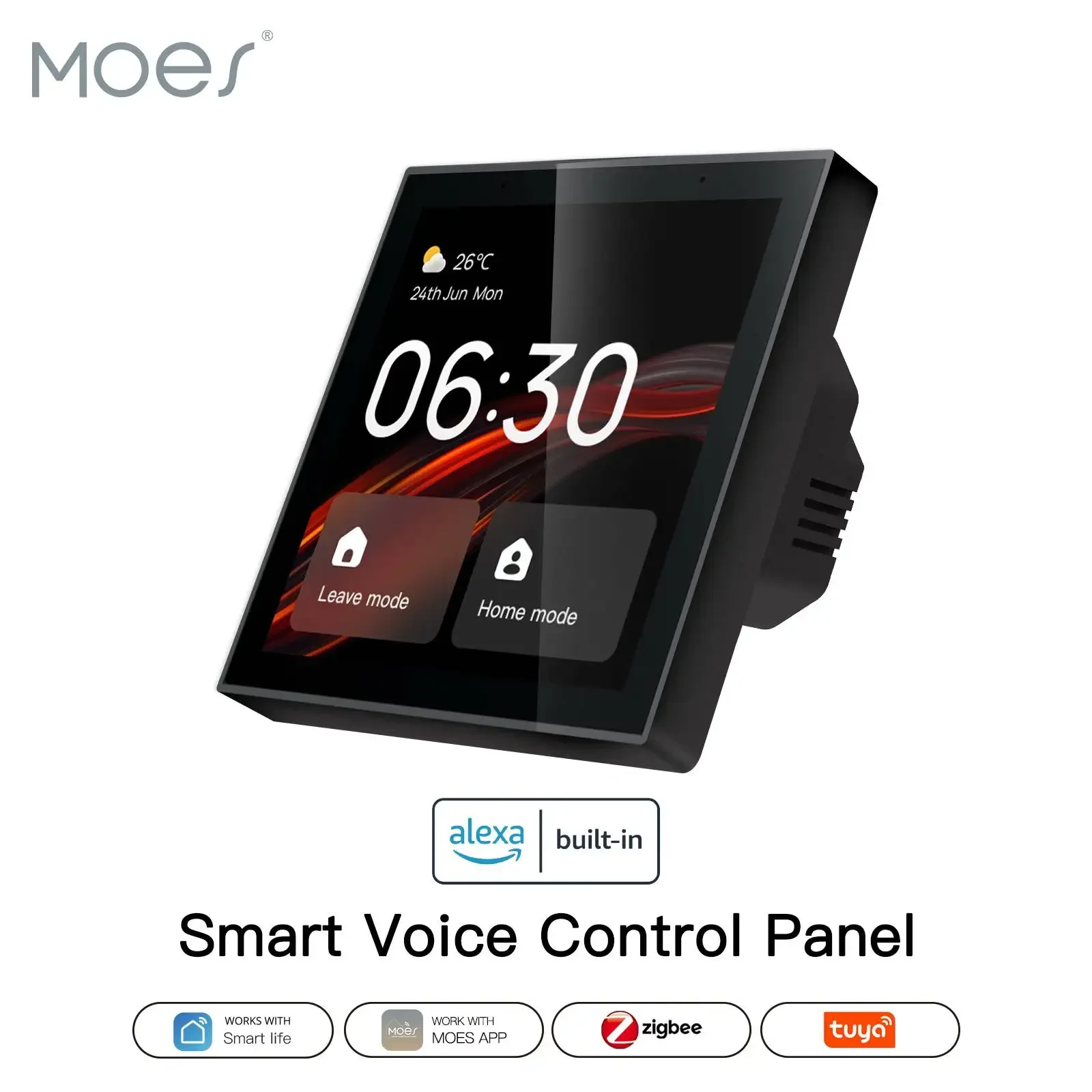 MOES Tuya ZigBee 4.0 シーン スイッチ スマート セントラル コントロール、スマート ライフ アプリ コントロール、内蔵 Alexa、ワイヤレス Zigbee ハブ