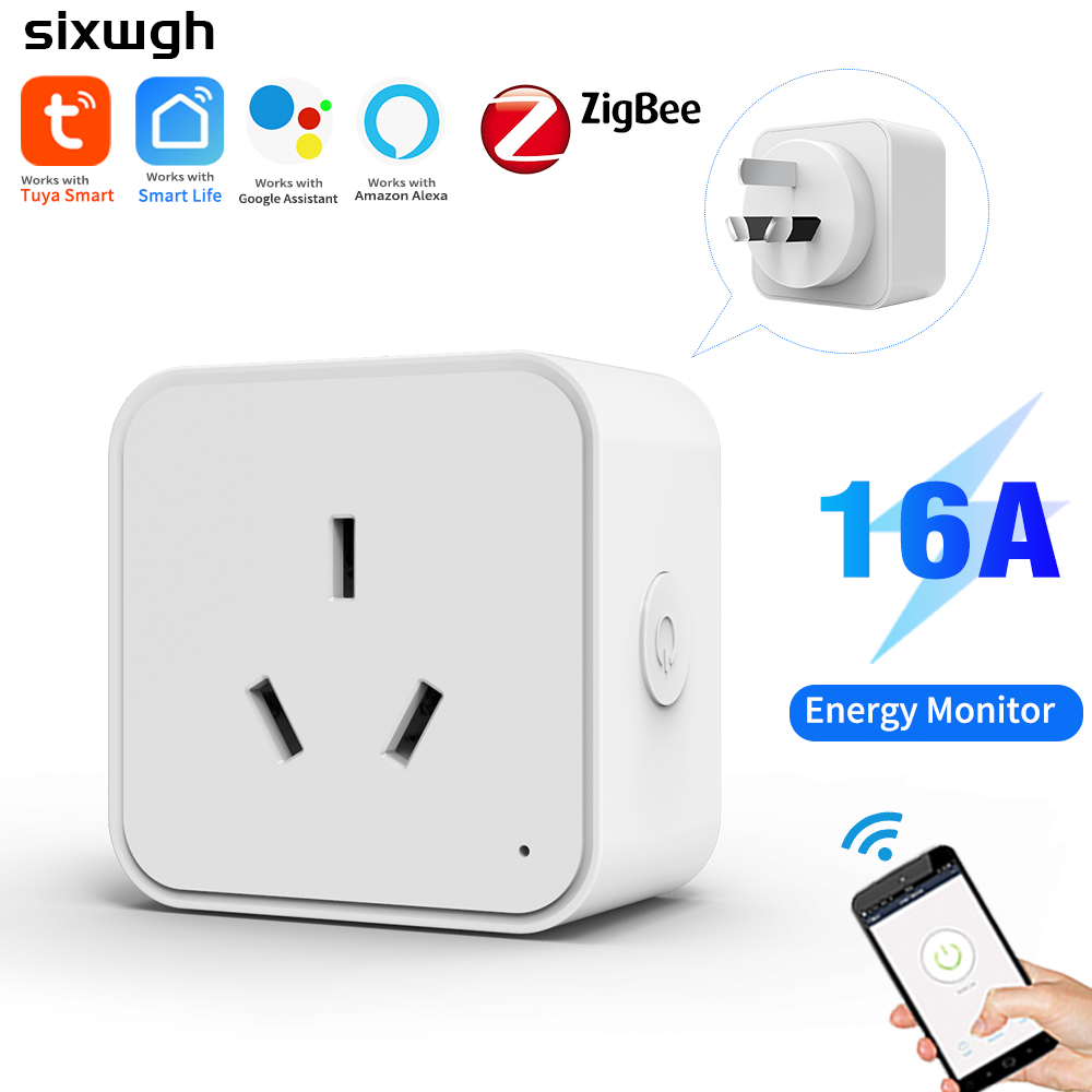 SIXWGH Zigbee スマートソケット AU プラグアダプター Tuya スマートライフアプリワイヤレス制御タイミング電力監視機能 Aleax コンセント