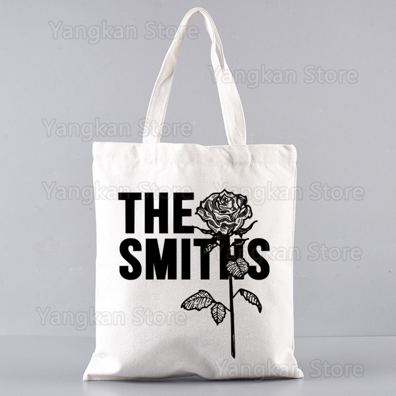 The Smiths Punk Rock Morrissey Print Reusable Shopping Bag Women Canvas Tote Bags Printing Eco Bag Cartoon Shopper Shoulder Bags