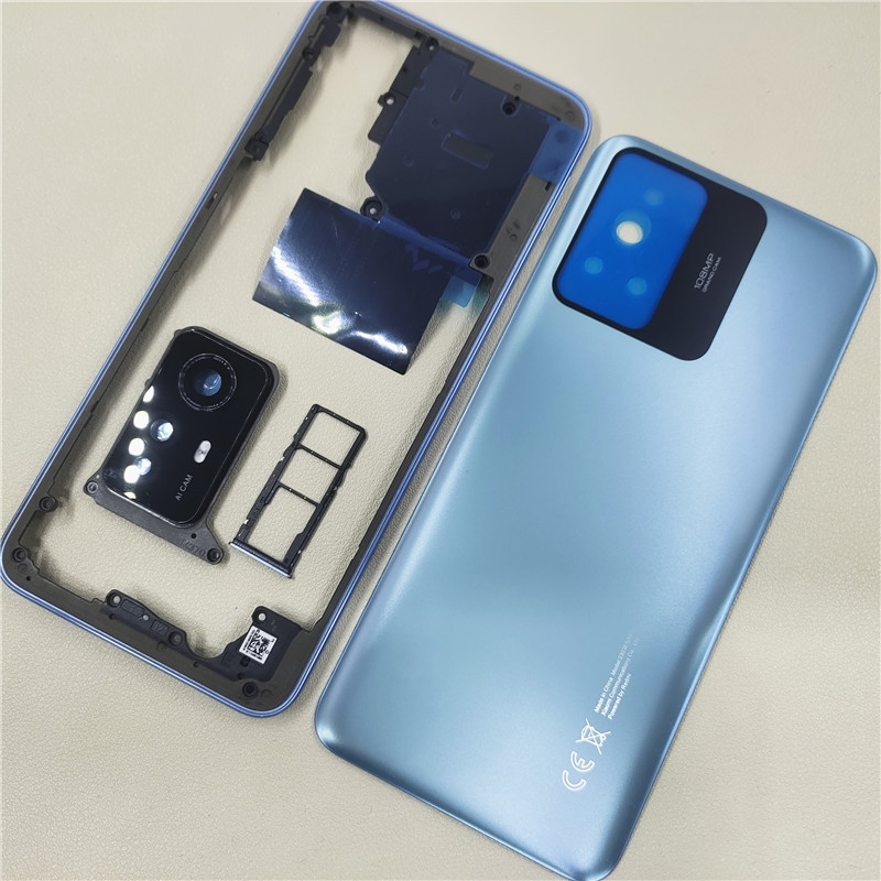 Xiaomi Redmi 注 12S 電話ハウジングミドルフレームバッテリーバックカバーケースパネル蓋後部ドアとカメラレンズ