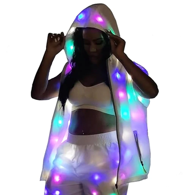 LED ベストジャケットナイトクラブ歌手モダンダンスステージパフォーマンスアクセサリー夏 Led 発光衣装セクシーな女性男性