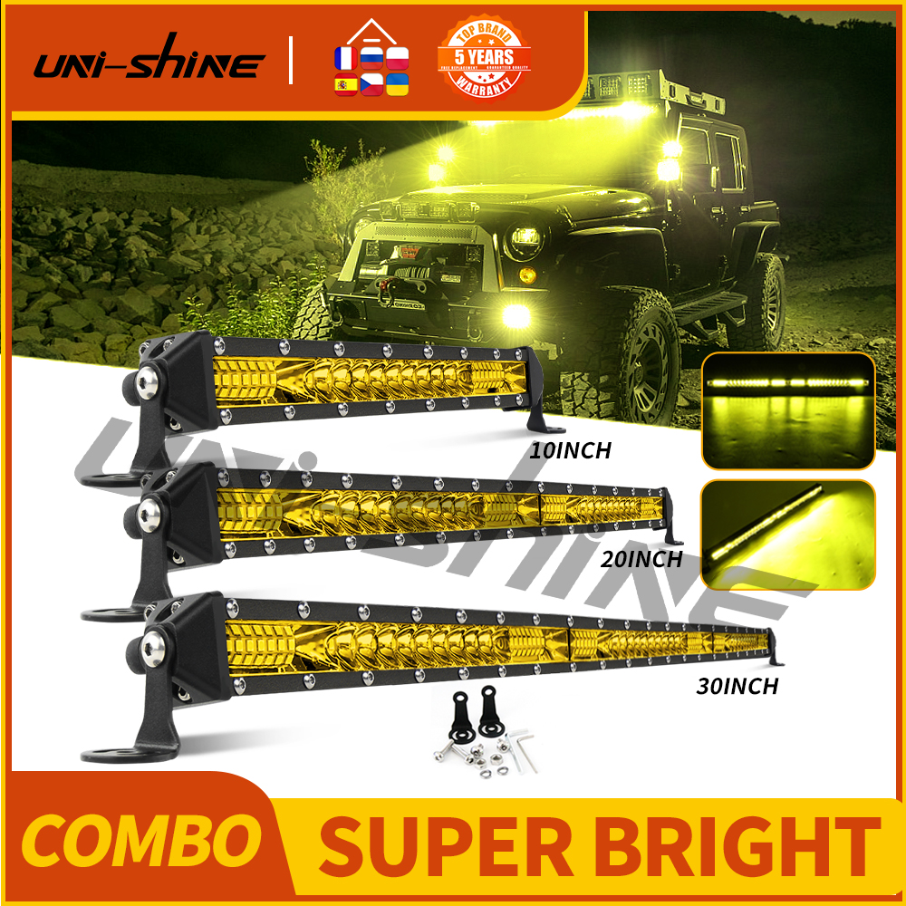 UNISHINE 30 "LED ライトバー単列スポットフラッドコンボビーム 3500K LED フォグワークランプ 12V 24V 20" ピックアップ SUV ATV UTV トラック用