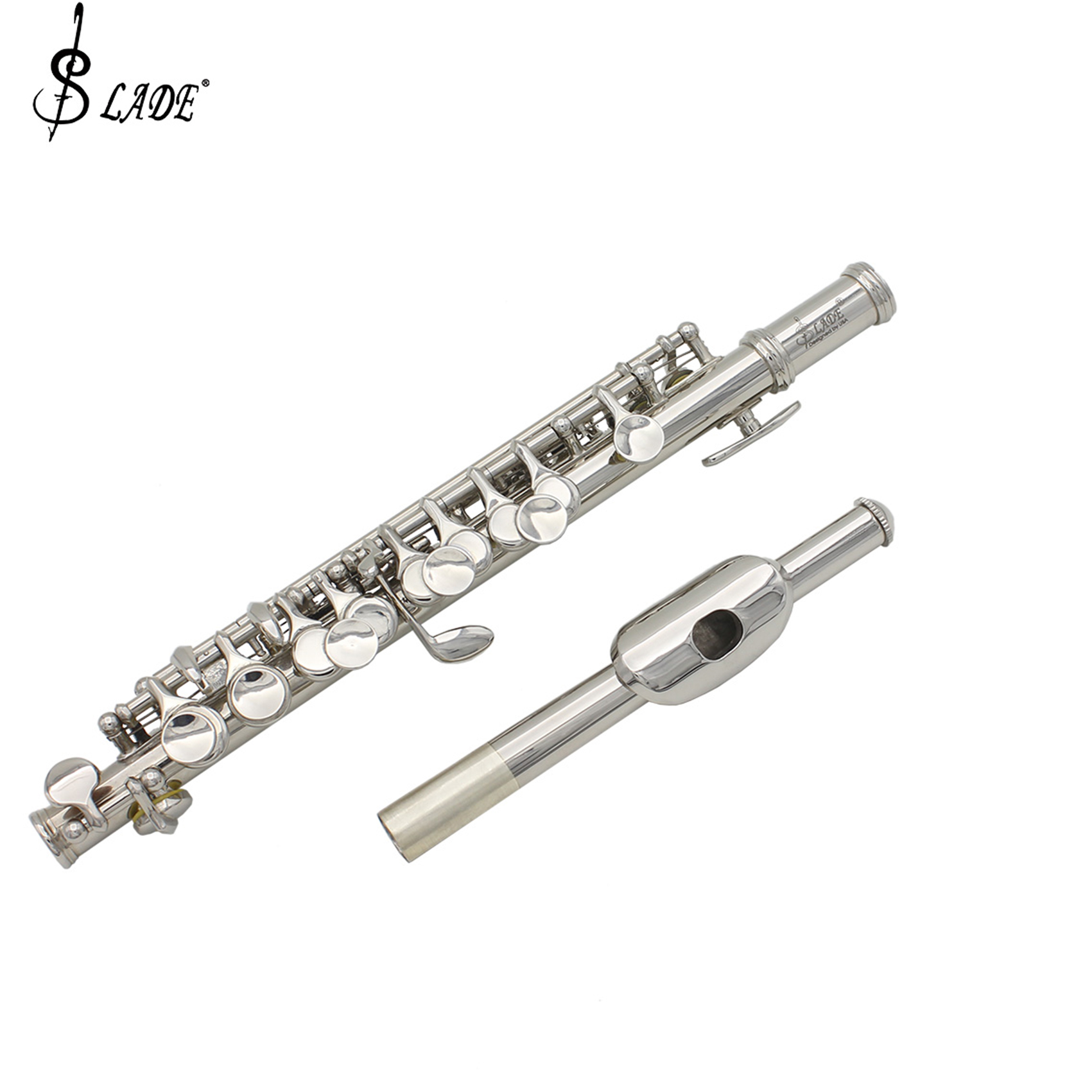 SLADE 銀色ピッコロフルート C キーハーフサイズ銀色フルート楽器パーツ白銅ピッコロフルート木管楽器
